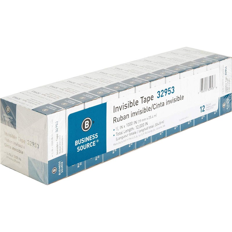Business Source Invisible Tape, 1 Core, 3/4x1000, 36/PK, Clear (BSN32953) - Image 2